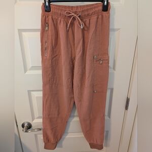 ZARA Cargo Jogger Pants Mauve Pink with Gold Hardware Elastic Waist Size XS